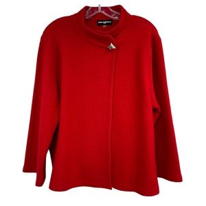 Karl Lagerfeld Red Wool Blend Cape Short Swing Cardigan Jacket Blazer, XL